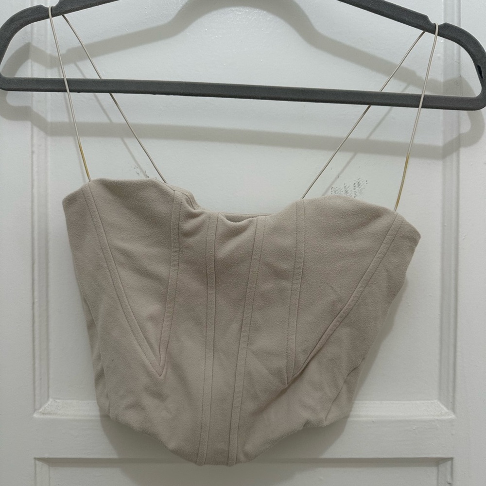 Joah Brown Cream Corset Crop Top - Picture 2 of 4
